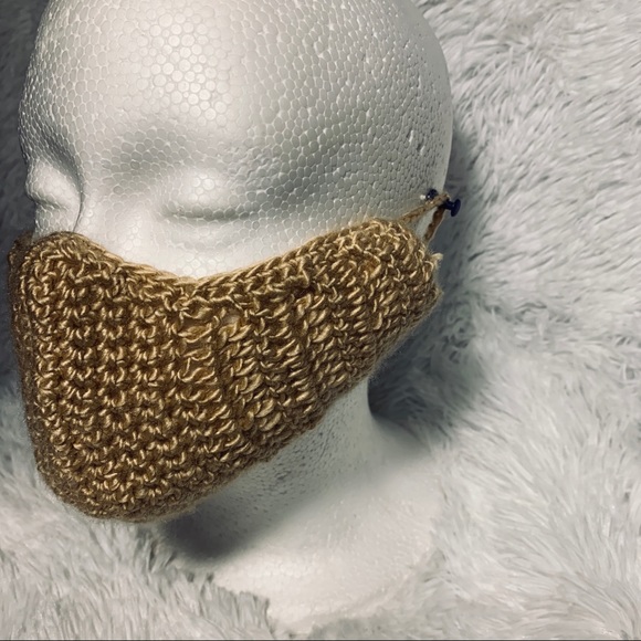 🆕Handmade/Homemade Tan/Cream Crotchet Face Mask - Picture 4 of 16